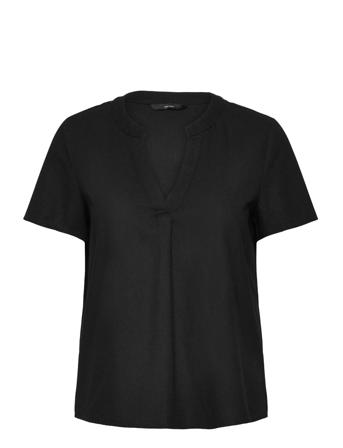 Vmmymilo Ss V-Neck Top Wvn Ga Vero Moda Black
