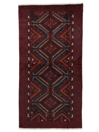 Tappeto Beluch 99X193 Nero/Rosso Scuro (Lana, Persia)