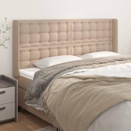 Vidaxl Huvudgavel Med Kanter Cappuccino 183x16x118/128 Cm Konstl Brun