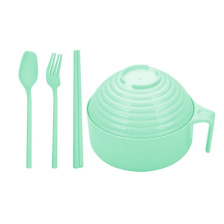 Den grønne model-Studerende sovesal hvede strå mousserende dej skål med ske gaffel spisepinde sæt med låg stor kapacitet spise skål