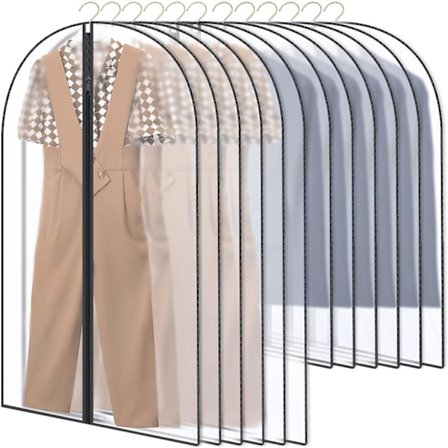 Tøjbetrækssæt, kjolebeklædningspose med lynlås i garderobeskabe, mølresistent støvtæt vandtæt dragttaskebeskyttelsesposer