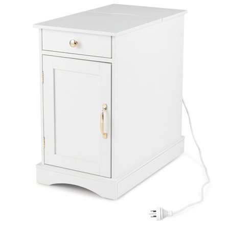 Natbord med skjult ladestation og justerbar hylde