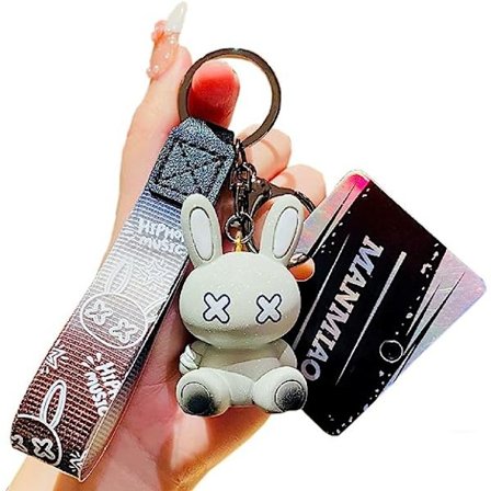 Miesten naisten pojan tytön söpö avaimenperä värillinen kani luova kudottu köysi hartsi eläinriipus metallilahja pariskunnan auton avaimenperä