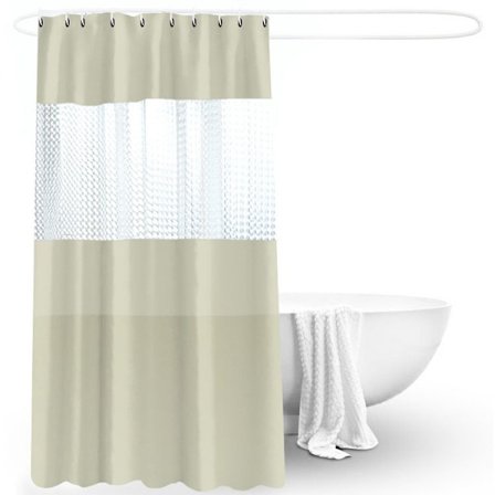 Beige Farve Bruseforhæng 200x180cm Semi-Transparent Vandtæt EVA Badeforhæng til Badeværelse-