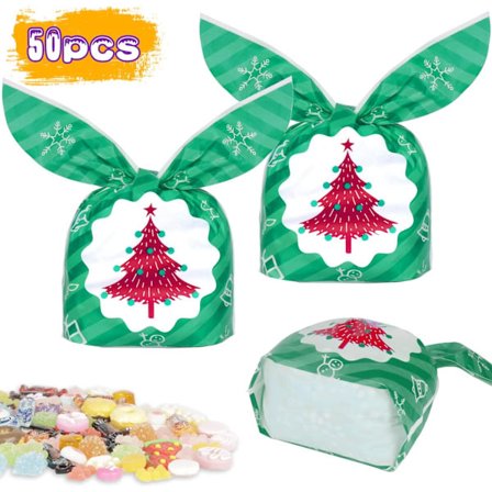 300 stk. Hvide Snefnug Cellofanposer Klare Selvklæbende Cellofanposer Juleplastikposer til Slik Godte Cookie Bageri Julefestartikler