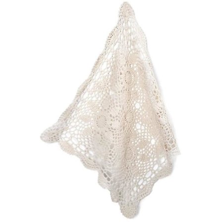 Blondeduk i blonder med heklet firkant, juleduk til møbeldekorasjon