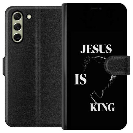 Kompatibelt Lommeboketui til Samsung Galaxy S21 FE 5G Fargerike kawaii-figurer stablet vertikalt på lilla bakgrunn med myke former og leken søt føl