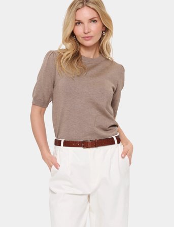 Saint Tropez Milasz Ss Pullover - Beige - XS