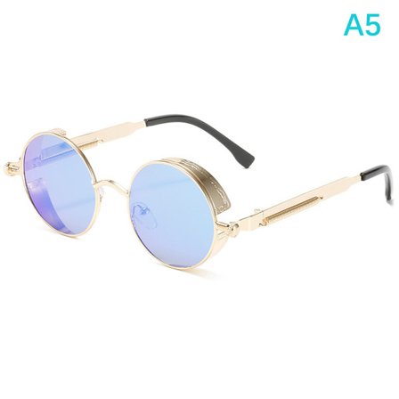 Klassiska gotiska Steampunk Solglasögon Mode Runda Glasögon A2