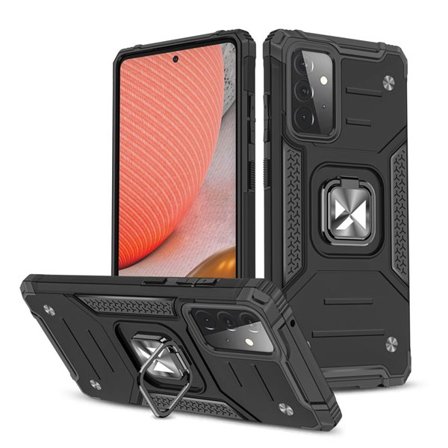 Wozinsky Ring Armor Case Kickstand Kova Rugged Cover for Samsung Galaxy A72 4G musta