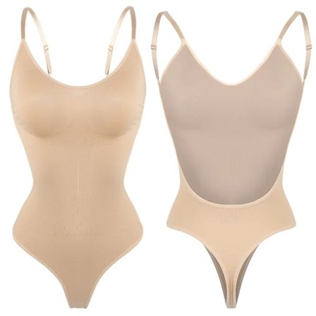 Shapewear Bodysuit Kvinder Sexet Dyb V-Hals Body Shaper Polstret BH Rygløs U Plunge G-streng Taljetræner Push Up Fest Korset