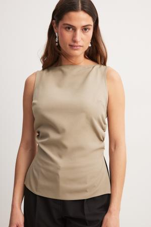 NA-KD Ruched Waist Sleeveless top - Hauts froncés - Beige - EU 44