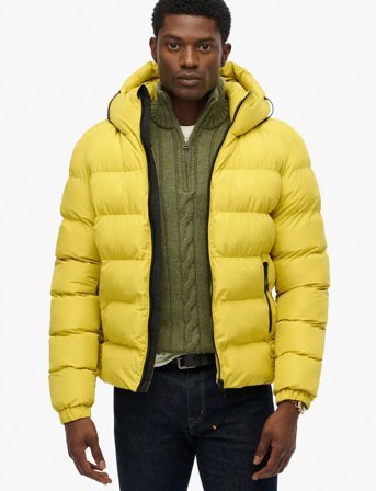 Superdry Hooded Sports Puffer Jacket - Yellow - S