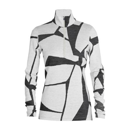Icebreaker Women's Merino 250 Vertex Long Sleeve Half Zip Thermal Top Fractured Landscapes Women base layer tops White XL