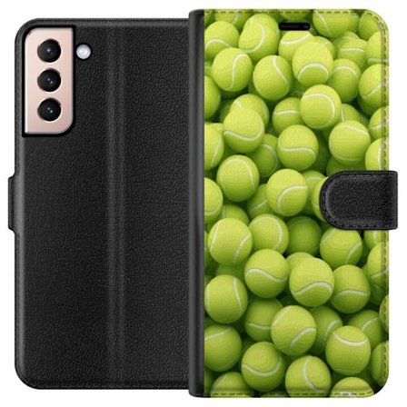 Kompatibel Tegnebogsetui til Samsung Samsung Galaxy S21 Mønster af grønne tennisbolde i høj detalje, sporty motiv med gentagende tekstur og stærke
