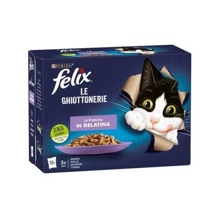 Purina Felix Le Ghiottonerie Gusto Manzo/Pollo/Salmone/Tonno Cibo