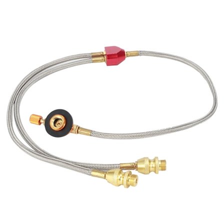 G1/8 DN6 Udendørs Camping Gas Komfur Flade Tanke Slange Adapter Tilbehør til Tilslutning af 2 Brændere