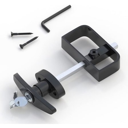 Lås til ladeport, T-håndtagslås til ladeport, 5-1/2 " stamme - 2 nøgler - beslag til ladeport - sort (Ladelås -