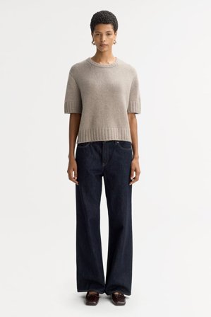 Soft Goat - Chunky short sleeve - Women cashmere sweater - XL - Greige