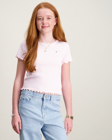 Tommy Hilfiger ESSENTIAL RIB TOP SS Rose Hauts et chemisiers Fille - Kids Brand Store