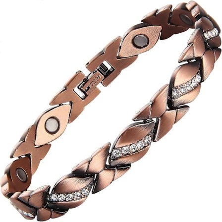 Rent armband i rent koppar med magneter för kvinnor, koppararmband med 3500 Gauss magneter, justerbar (koppar kristall)