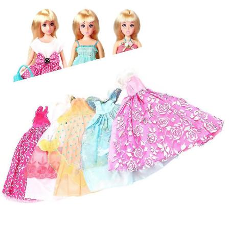 5 stk Håndlagde Prinsessekjolekjoler 10 Sko Barbie Dukke