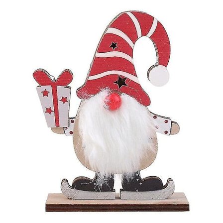 Faceless Doll Light Up Ornament Christmas Decoration Christmas Wooden Ornament With Lights Christmas Printed Wooden Ornament (red+white) (1pc