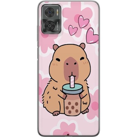 Kompatibelt Mobilskal till Motorola Motorola Moto E22i Kawaii Capybara Hjärtan Anime Stil Söt Design Djurmotiv TikTok Populärt Present Tjej