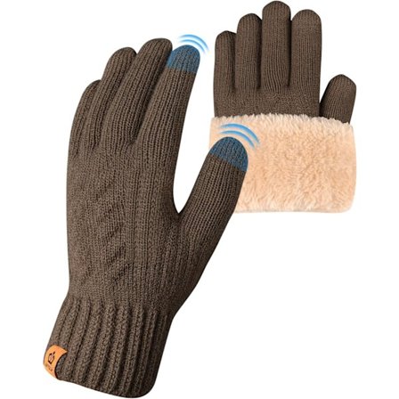 Vinterhandsker til damer med fleecefor, touchscreen-venlige varme, strækbare, tykke strikkede handsker, uldhandsker, termiske handsker, udendørs 