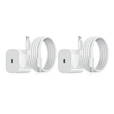 2 Pack - 20W USB-C PD snabbladdare för iPhone +2M kabel