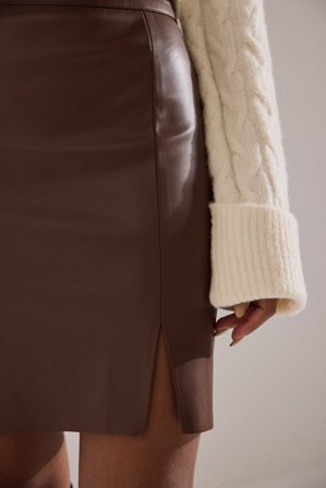 Anika Teller x NA-KD Minikjol i PU - Kjolar i skinnimitation - Brun - EU 32