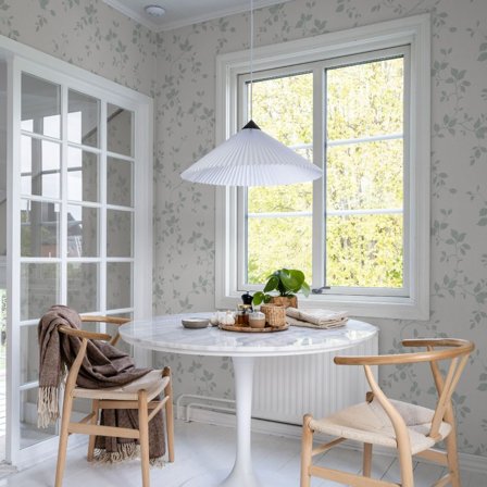 Duro Tapet, Siri 612-01 Hav & Land, L, Vit och gröngrå, Färg & tapeter