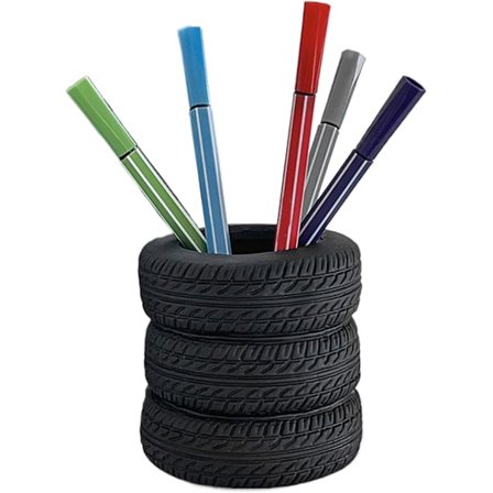 1 stk. Sort Dæk Pen Holder - Skrivebord Blyantholder, Dækformet Skrivebord Pen Holder, Pen Organizer Til Skrivebord, Penselholder, Pen Blyantholder 