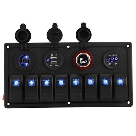 Vvikizy Kontaktpanel 12V 24V 8 Gang Bil Båd LED Vippekontaktpanel Auto Kontrolkontakt