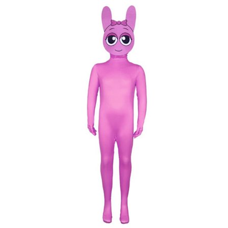 Sprunki Incredibox Cosplay Kostyme for Voksne & Barn - Spillekostyme Jumpsuit Maske Deluxe Halloween Kostyme Tegneserie Bodysuit Jumpsuit Rosa—max