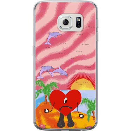 Kompatibelt Mobildeksel til Samsung Galaxy S6 edge Bad Bunny i en fargerik quiltet jakke med hjertemønster og solbriller i moderne gatestil