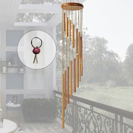 Utomhus Vindspel 91 cm 18 Stämda Rör, Julklapp till Mamma Mormor Fru Syster