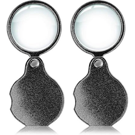 2 stk 10x Liten Lommeforstørrelsesglass Premium Foldbar Mini Forstørrelsesglass Med Roterende Beskyttende Lærhylster, Brukes Til Lesing, Vitenskap, 