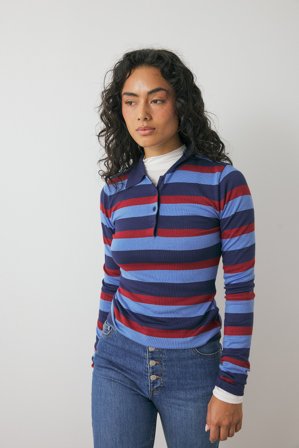 Emmanuelle Koffi x NA-KD Stickad randig topp - Stickade toppar - Blå/Randig - M