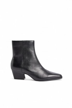 Premium Selection Bottines en cuir à talon carré - Chaussures en cuir - Noir - EU 37