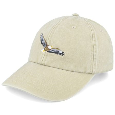 Wild Spirit - Beige unconstructed Keps - Flying Eagle Embroidery Khaki Dad Cap @ Hatstore