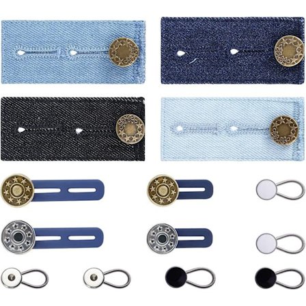 14 stk. Buksestrop-knapper i silikone - Udvidende talje til jeans