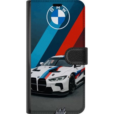 Yhteensopiva Lompakkokotelo Samsung Samsung Galaxy A36 BMW M Sport -muotoilu valkoisella kilpa-autolla ja klassisilla M-raidoilla, yksinoikeudella aut