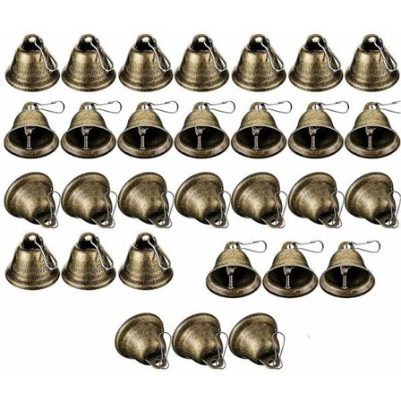 30 stk. håndværksbjælder små bjælder messing bjælder vintage bjælder med kroge til ophængning af vindspil, der træner hunde