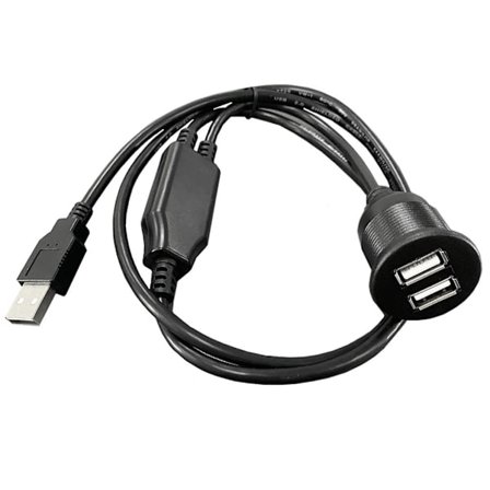 Kaksiporttinen USB2.0 paneeli uppoasennettava auto moottoripyörän jatkojohto nopea latausjohto auton USB laturisovitin