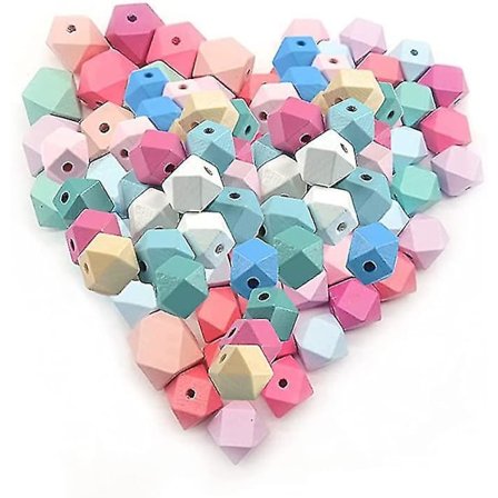 70 kpl Geometrisia Leikattuja Oktaedripuuhelmiä 15mm DIY-Töihin