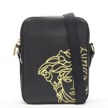 Versace Pre-owned, Pre-owned Leather handbags Zwart, unisex, Maat:ONE Size,nylon,print