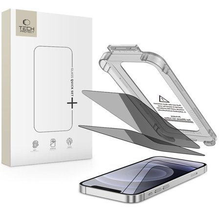 Tech-Protect Quick Set Spy+ Privacy Glass 2-pakning for iPhone 12 / 12 Pro