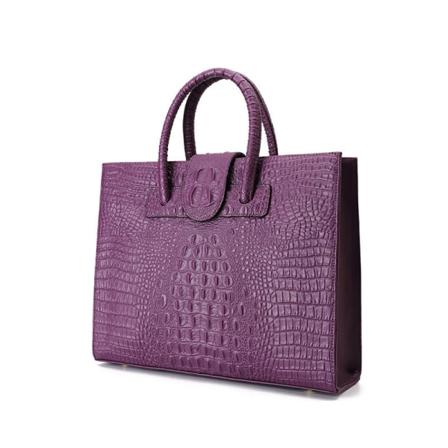 Kvinner Dame Håndveske Krokodillemønster Bærbar Mote Trendy ekte skinnskulder Purple