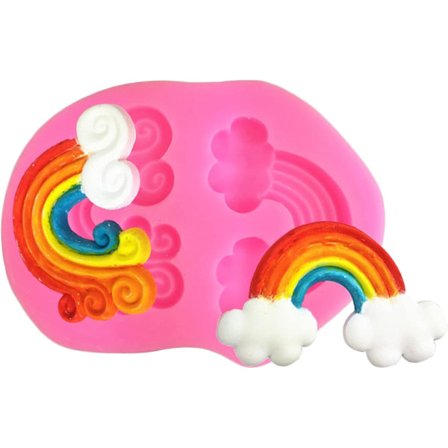 Regnbue Silikonformer for Kake Cupcake Topper Dekorasjon, Fondantform for Sjokolade Tyggegummipasta Godteri Håndverk Polymerleire Form Baby Shower 